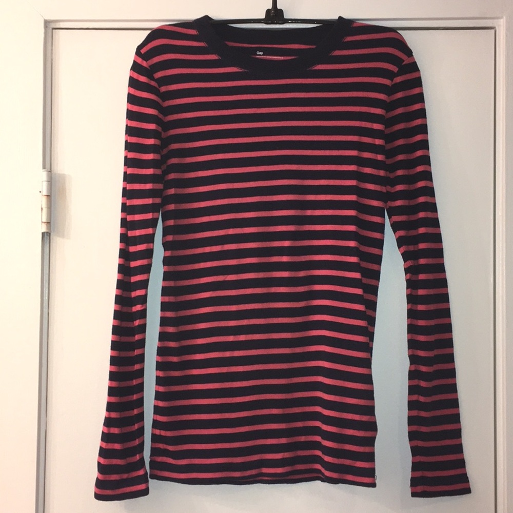 GAP Coral/Navy Basic Long Sleeve Shirt